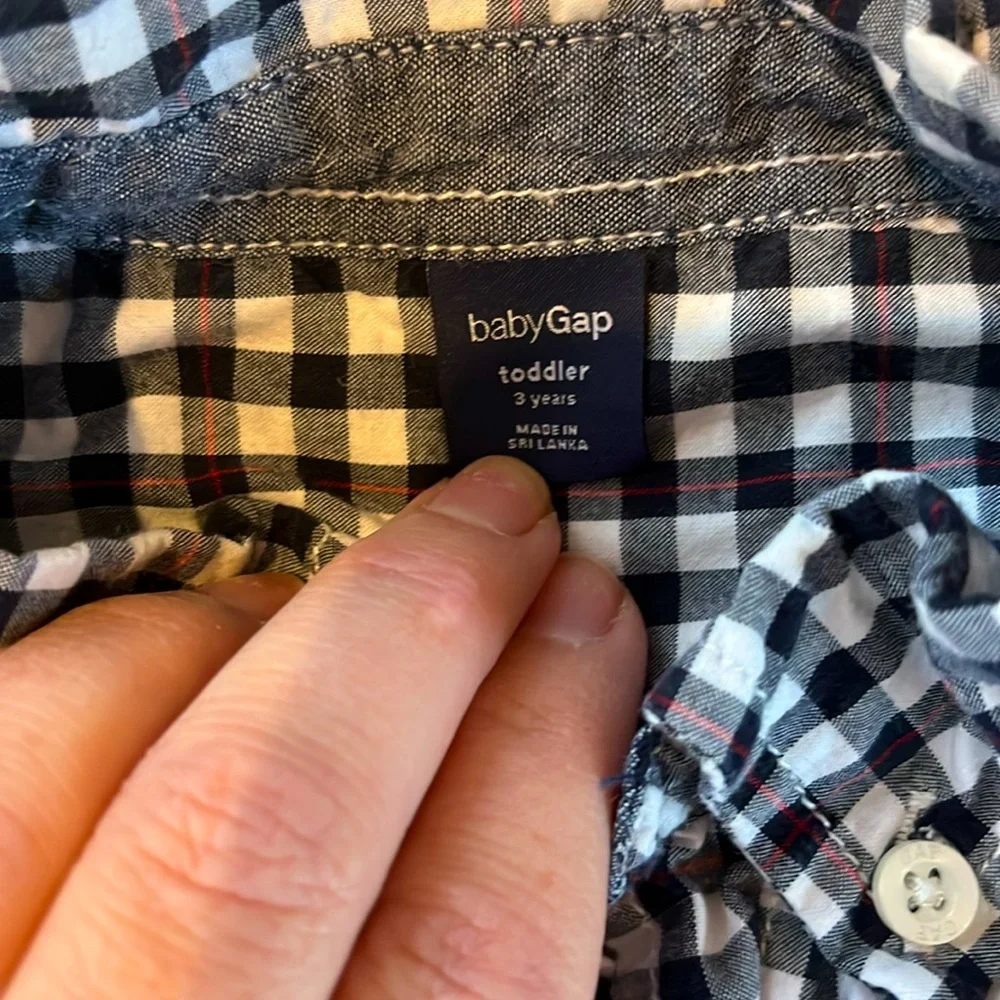 Baby Gap Toddler Black and White Checkered Shirt 3T